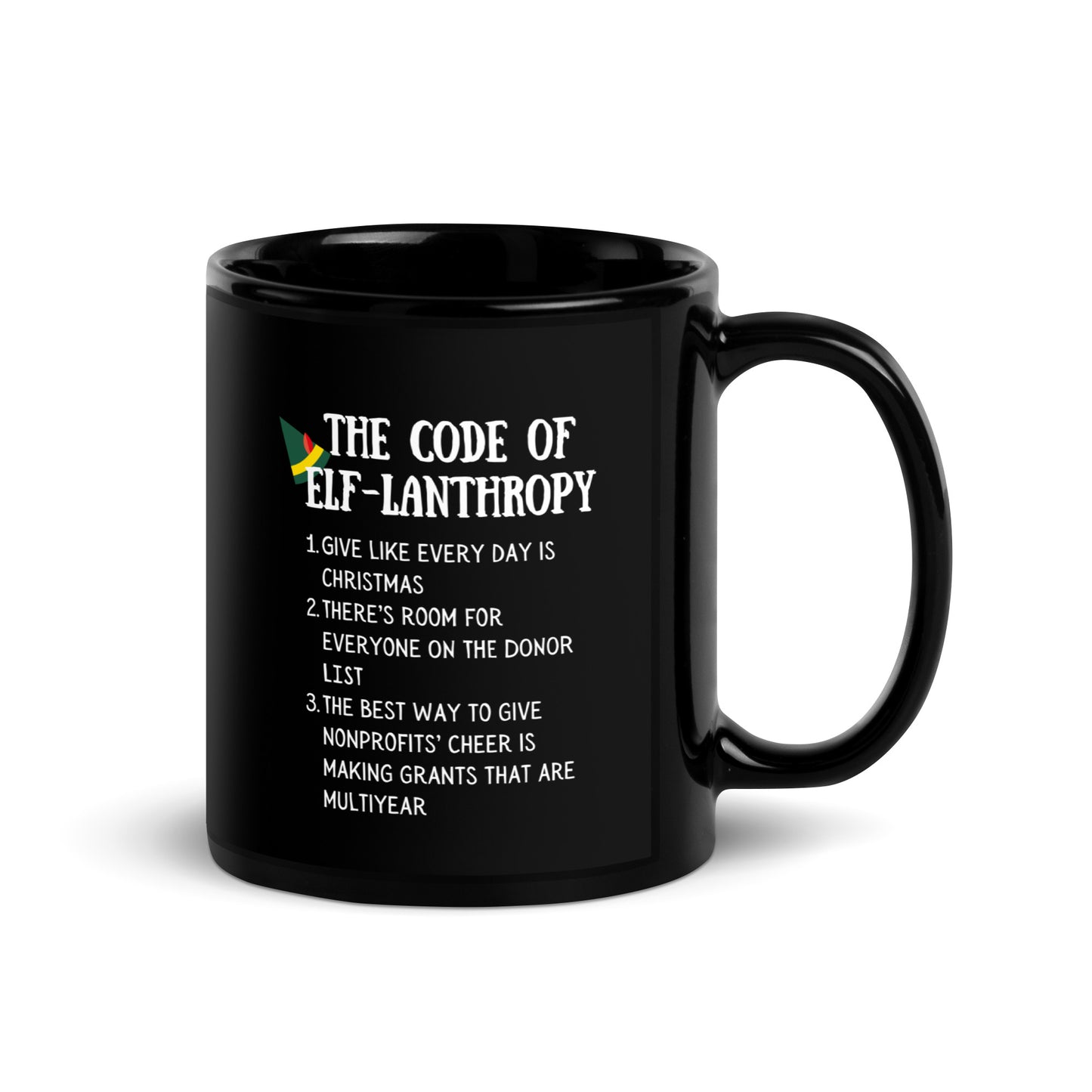 Code of Elf-lanthropy Black Glossy Mug