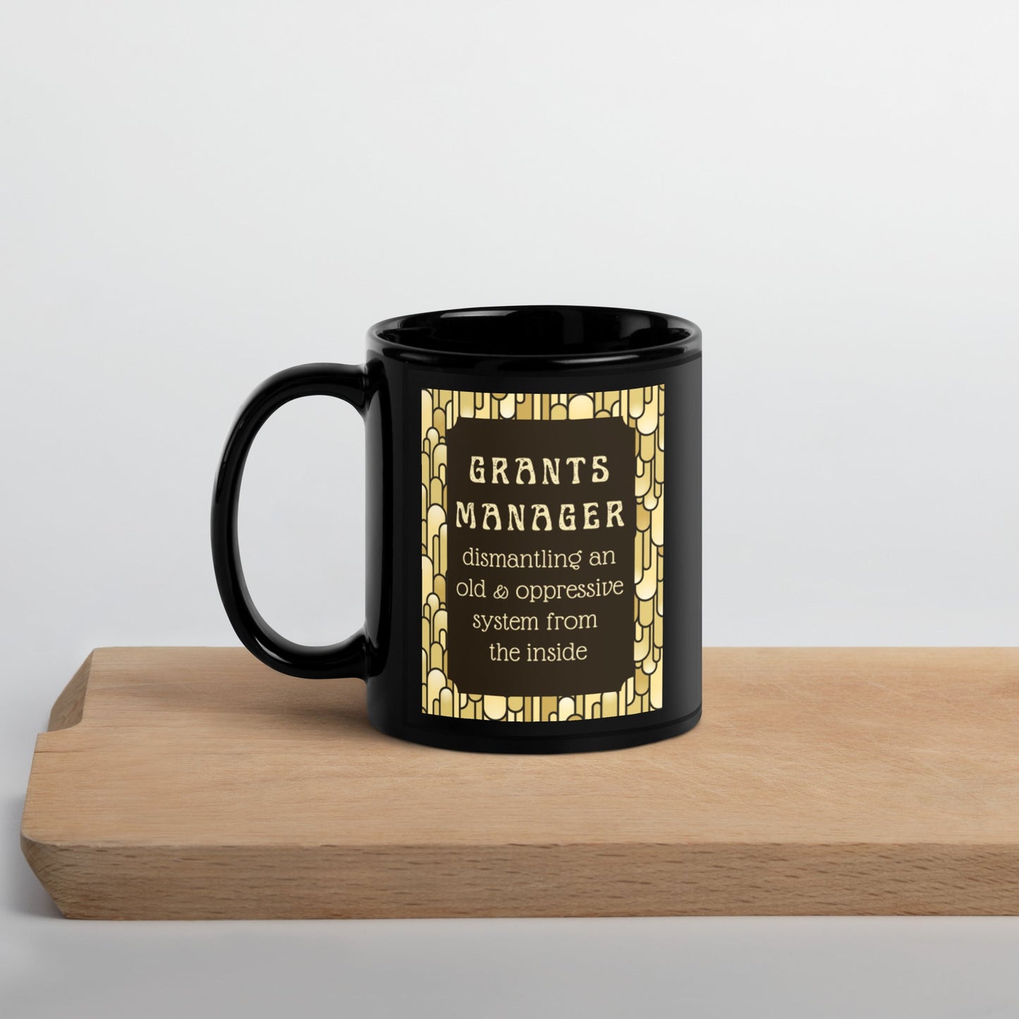 Art Deco Grants Manager Black Glossy Mug 11oz-recalciGrant