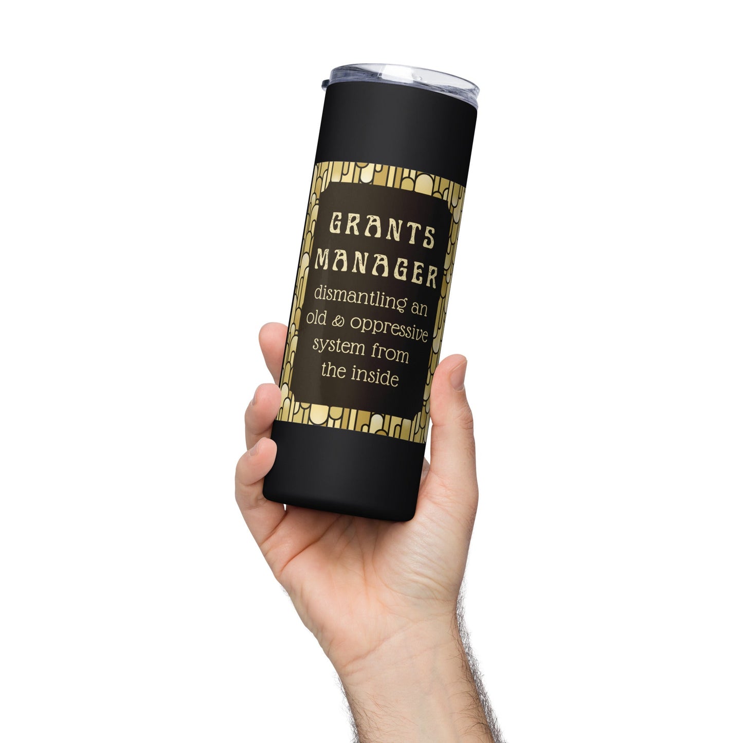 Art Deco Grants Manager Stainless steel tumbler-recalciGrant