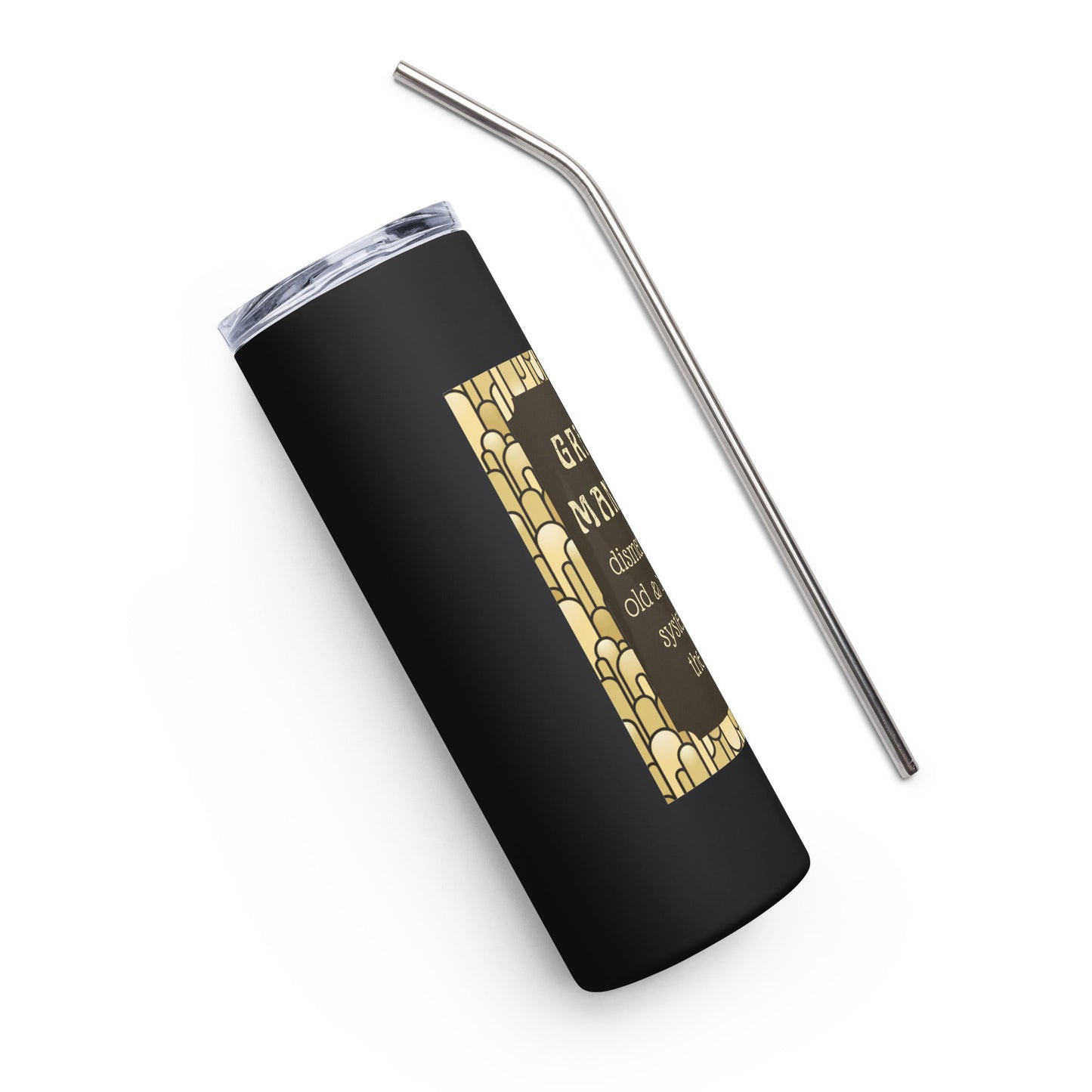 Art Deco Grants Manager Stainless steel tumbler-recalciGrant