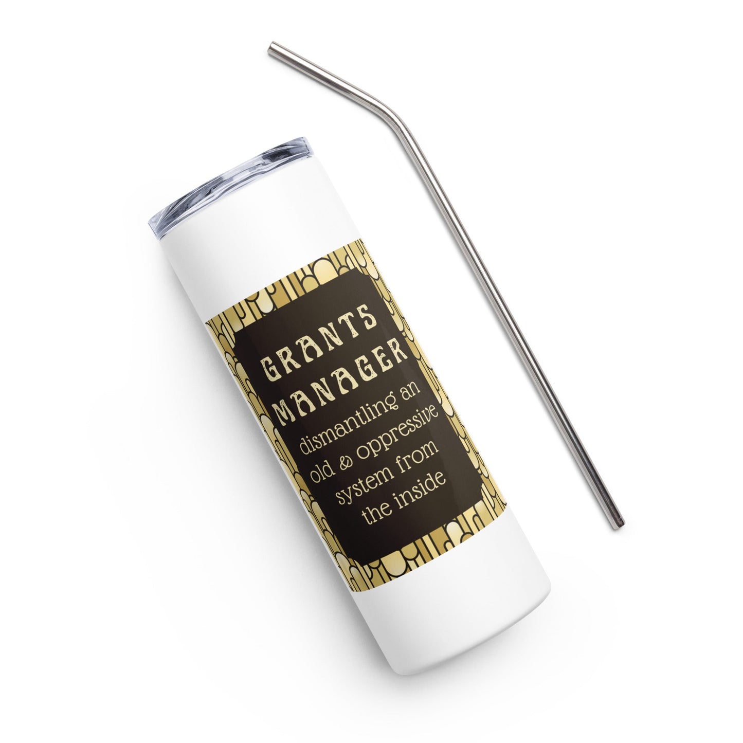 Art Deco Grants Manager Stainless steel tumbler-recalciGrant