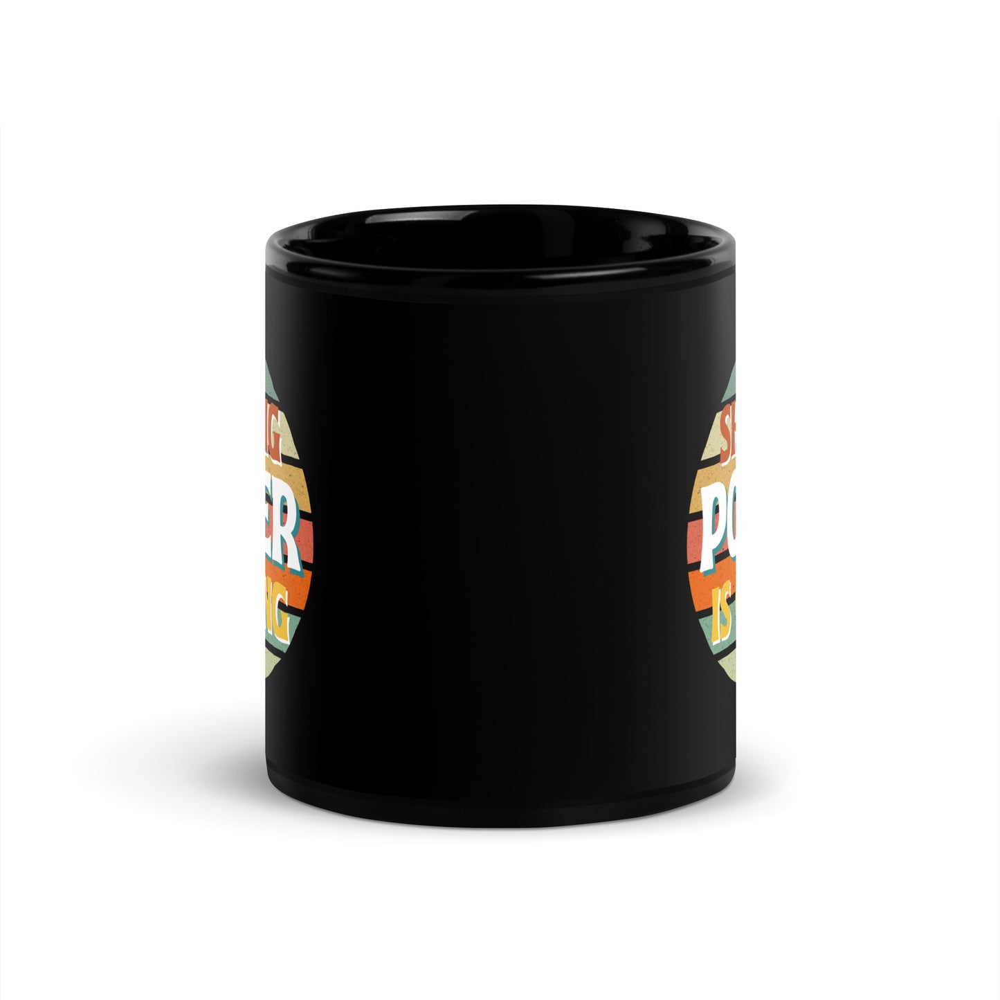 Sharing Power is Caring Retro Sunset Black Glossy Mug 11oz-recalciGrant