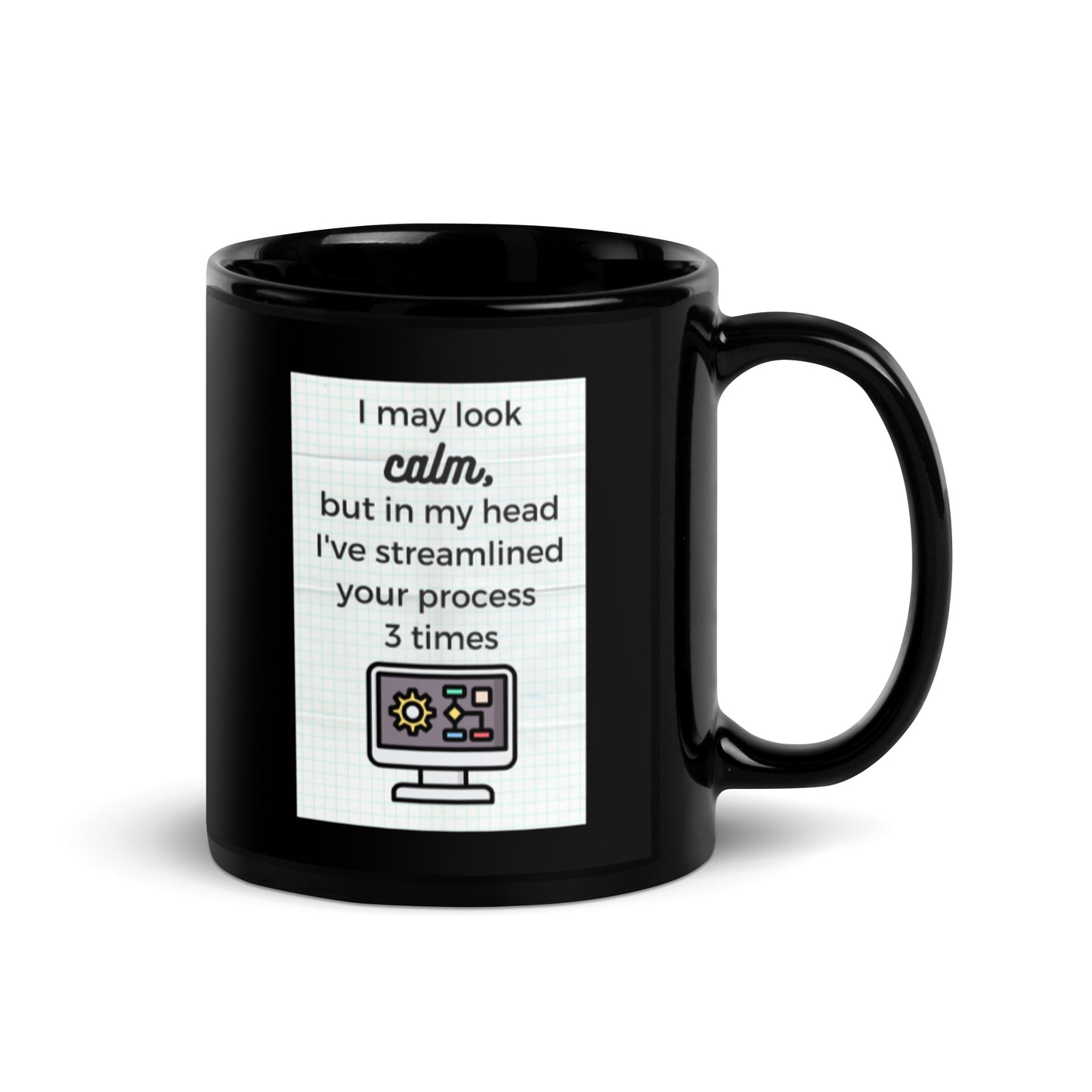 Calm Streamlining Process Black Glossy Mug 11oz