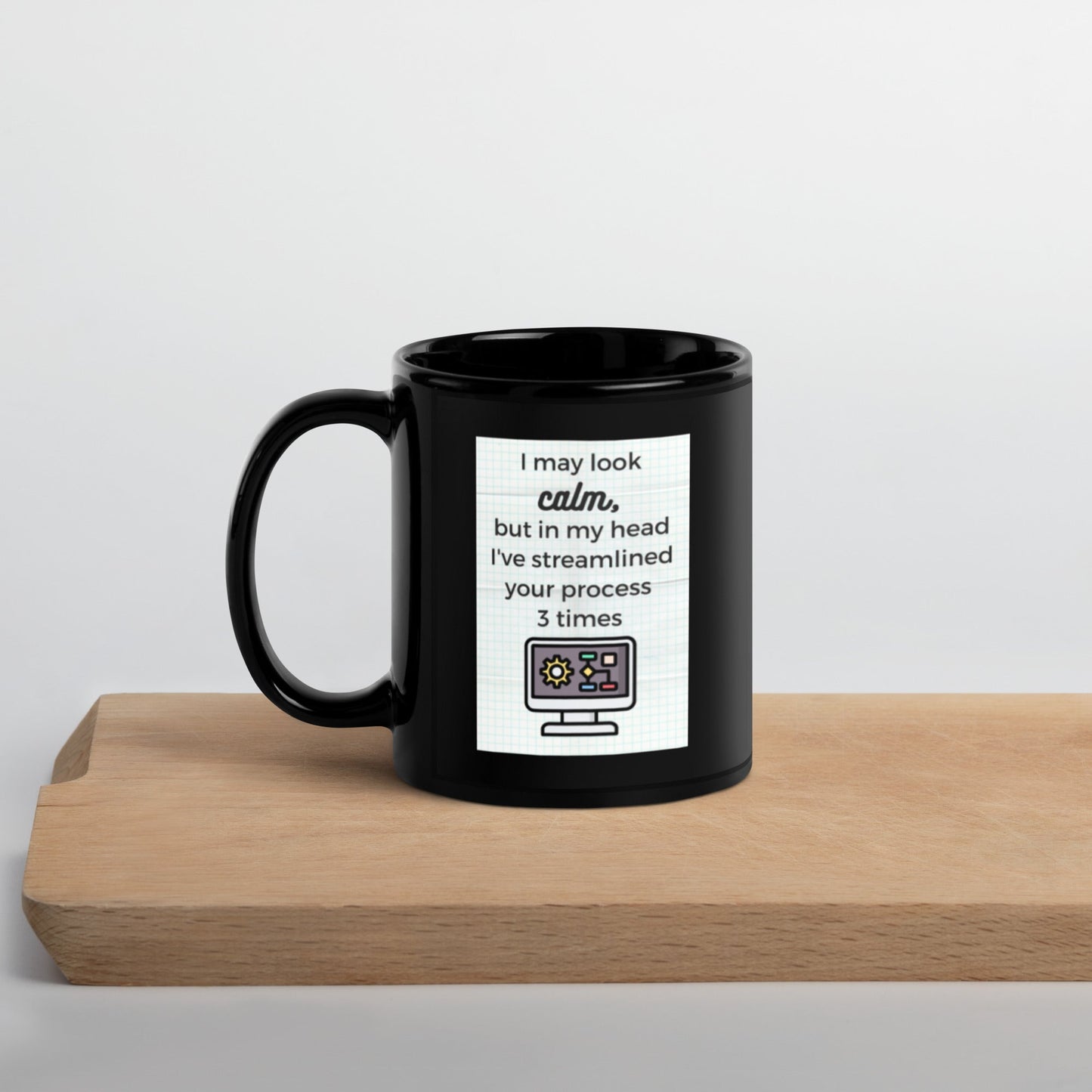 Calm Streamlining Process Black Glossy Mug 11oz