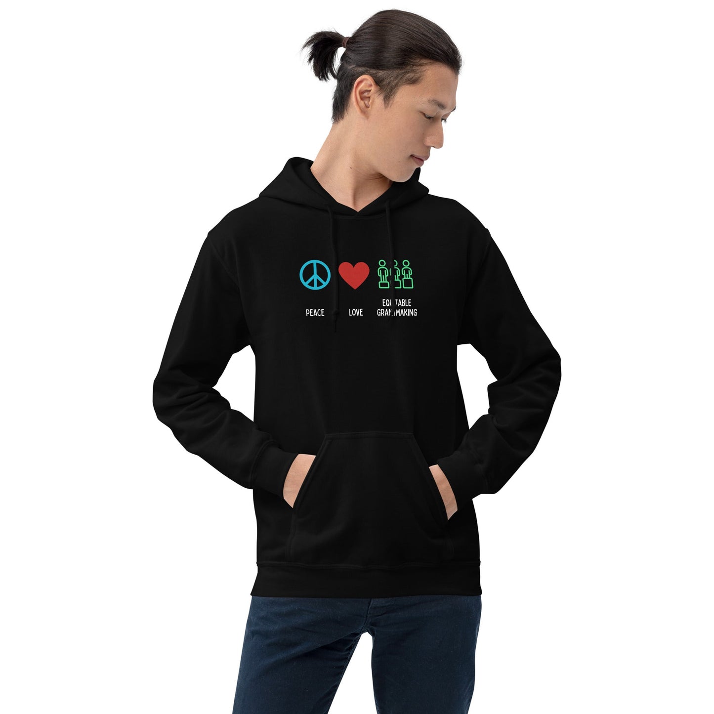 Peace, Love & Equitable Grantmaking - Dark Unisex Hoodie-recalciGrant