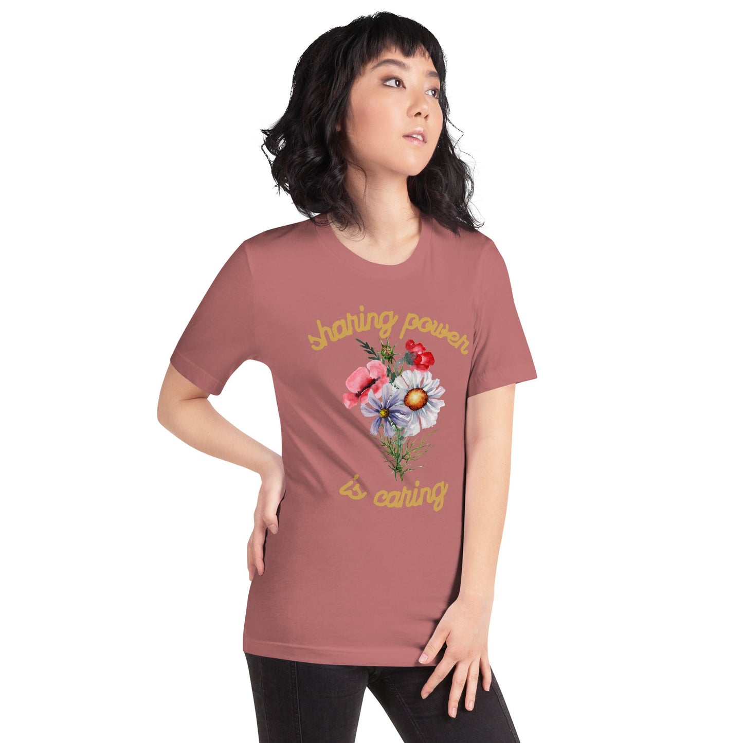 Sharing Power is Caring Floral Unisex t-shirt-recalciGrant