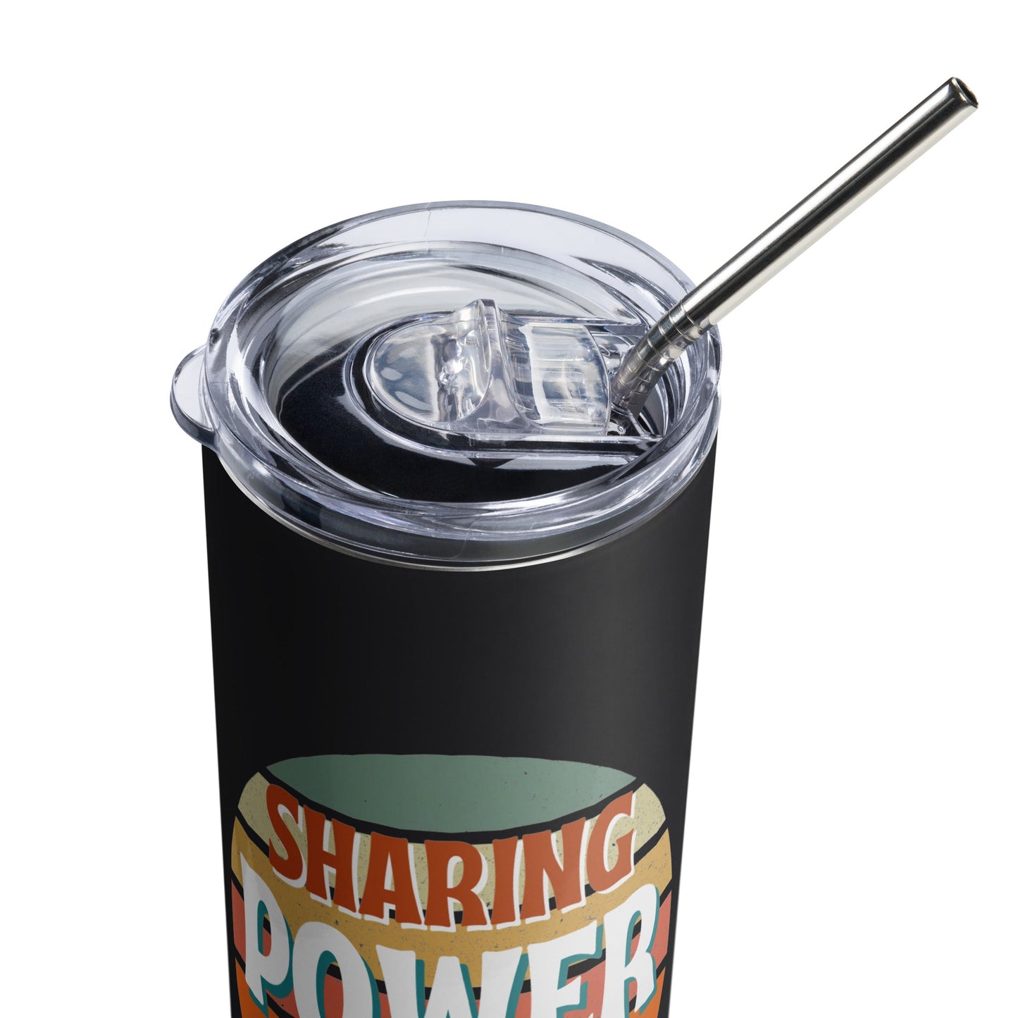 Sharing Power is Caring Retro Sunset Stainless steel tumbler-recalciGrant