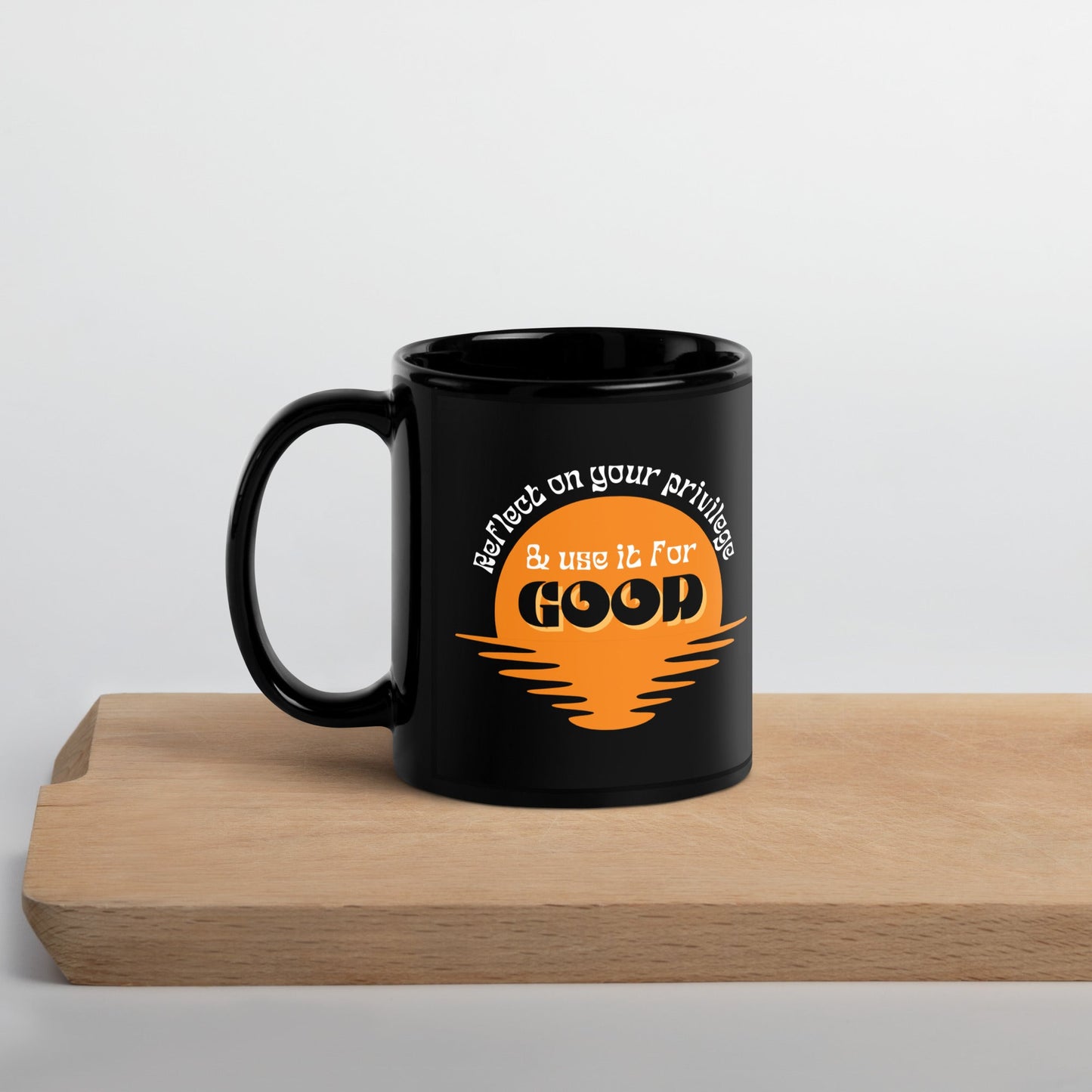 Use Your Privilege for Good Retro Sunset Black Glossy Mug 11oz-recalciGrant