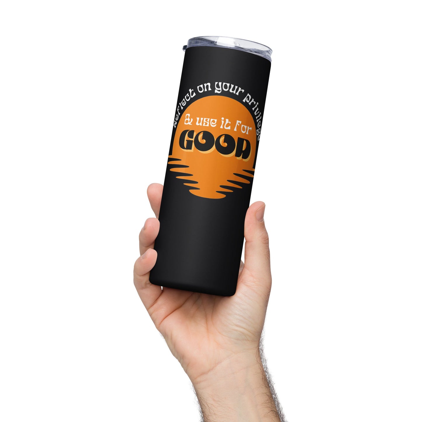 Use Your Privilege for Good Retro Sunset Stainless steel tumbler-recalciGrant