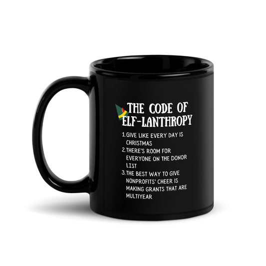 Code of Elf-lanthropy Black Glossy Mug
