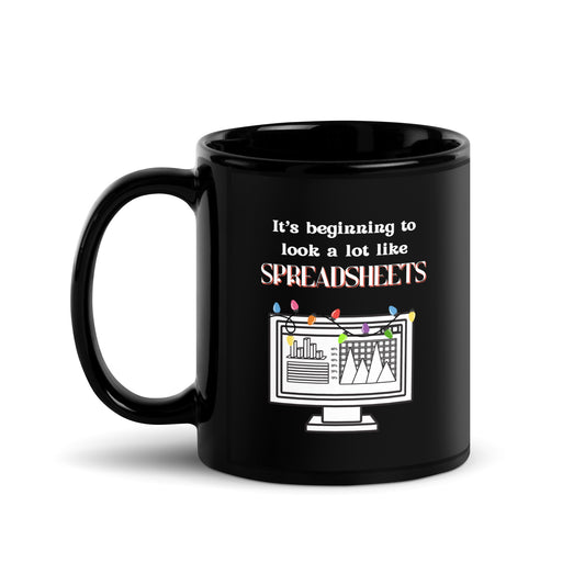 Holiday Spreadsheets 11oz Black Glossy Mug