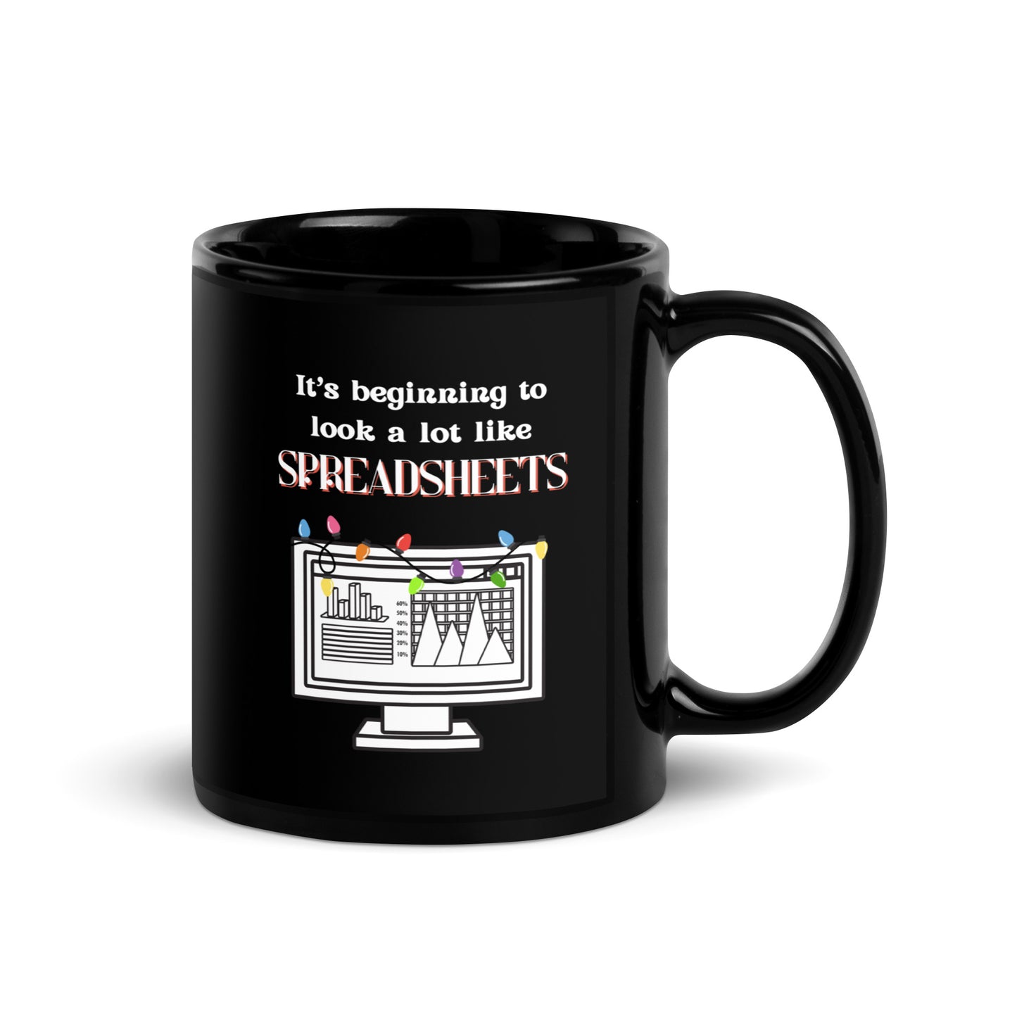 Holiday Spreadsheets 11oz Black Glossy Mug