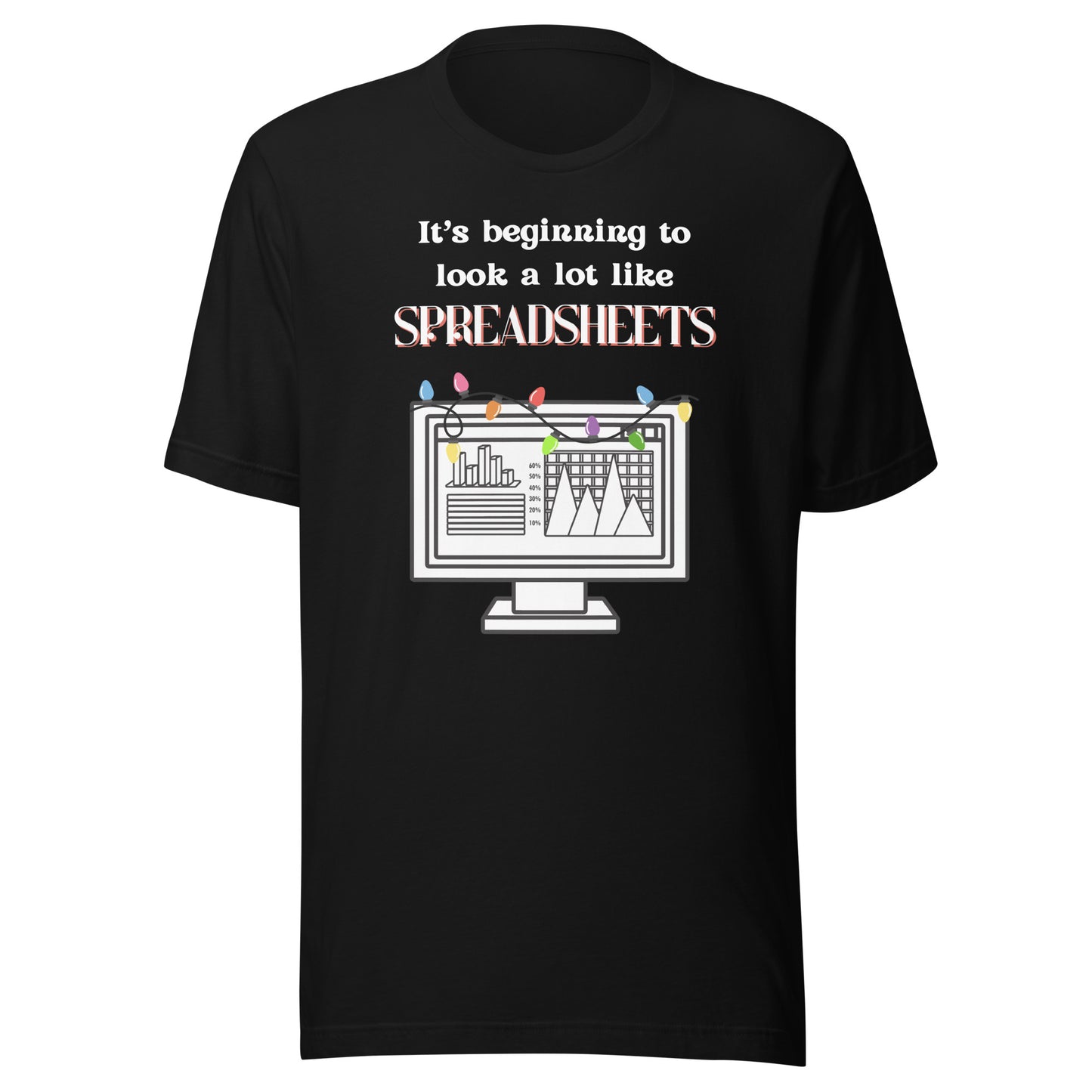 Holiday Spreadsheets dark Unisex t-shirt