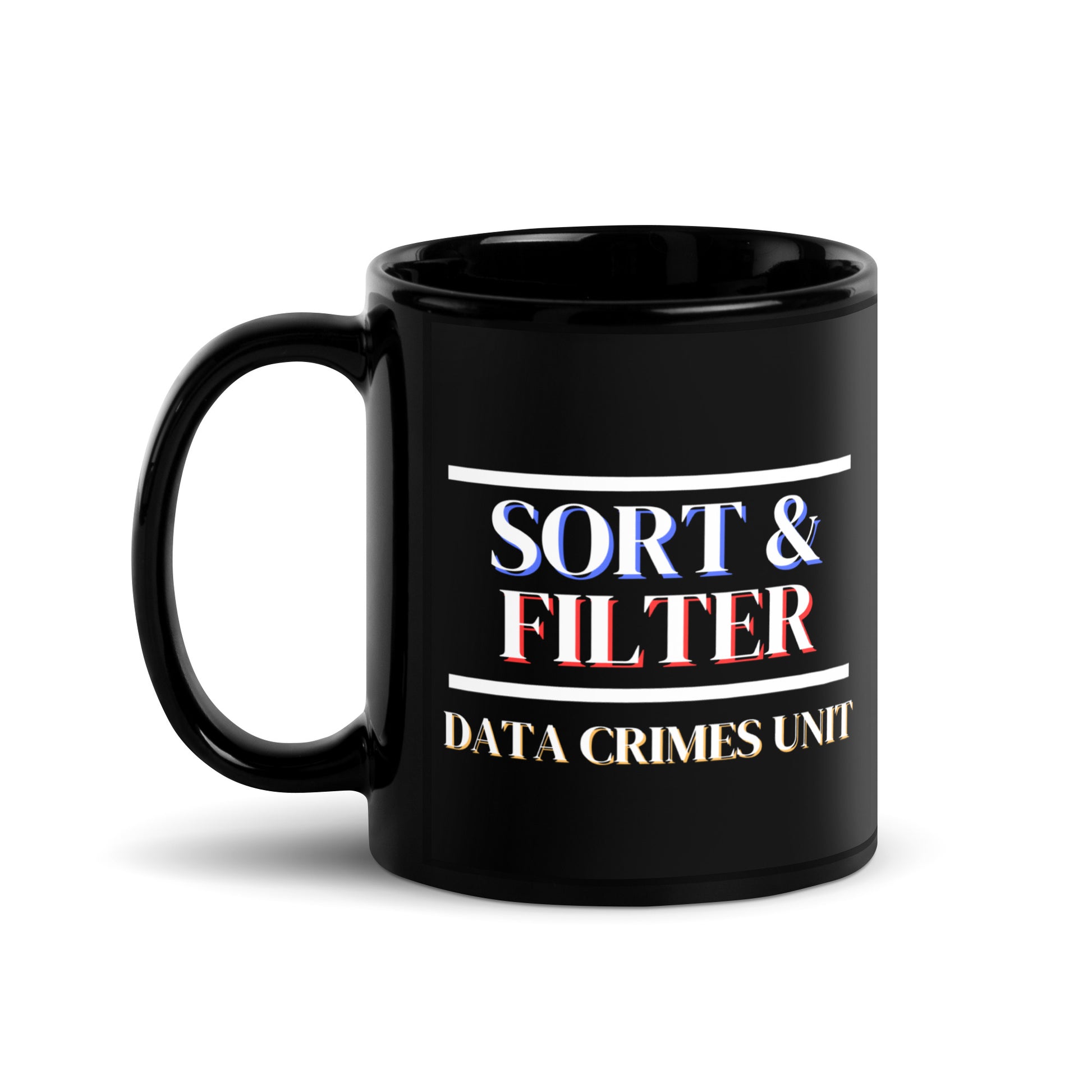 Data Crimes Unit Black Glossy Mug 11oz-recalciGrant