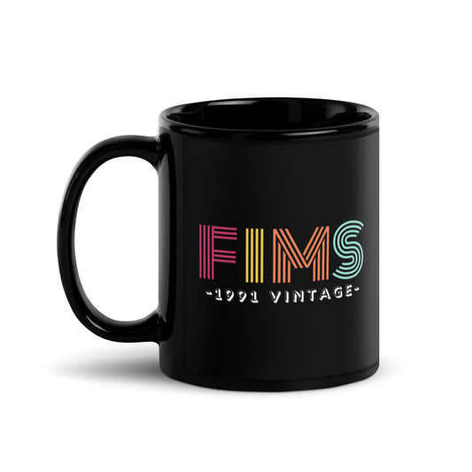 FIMS 1991 Vintage Black Glossy Mug 11oz-recalciGrant