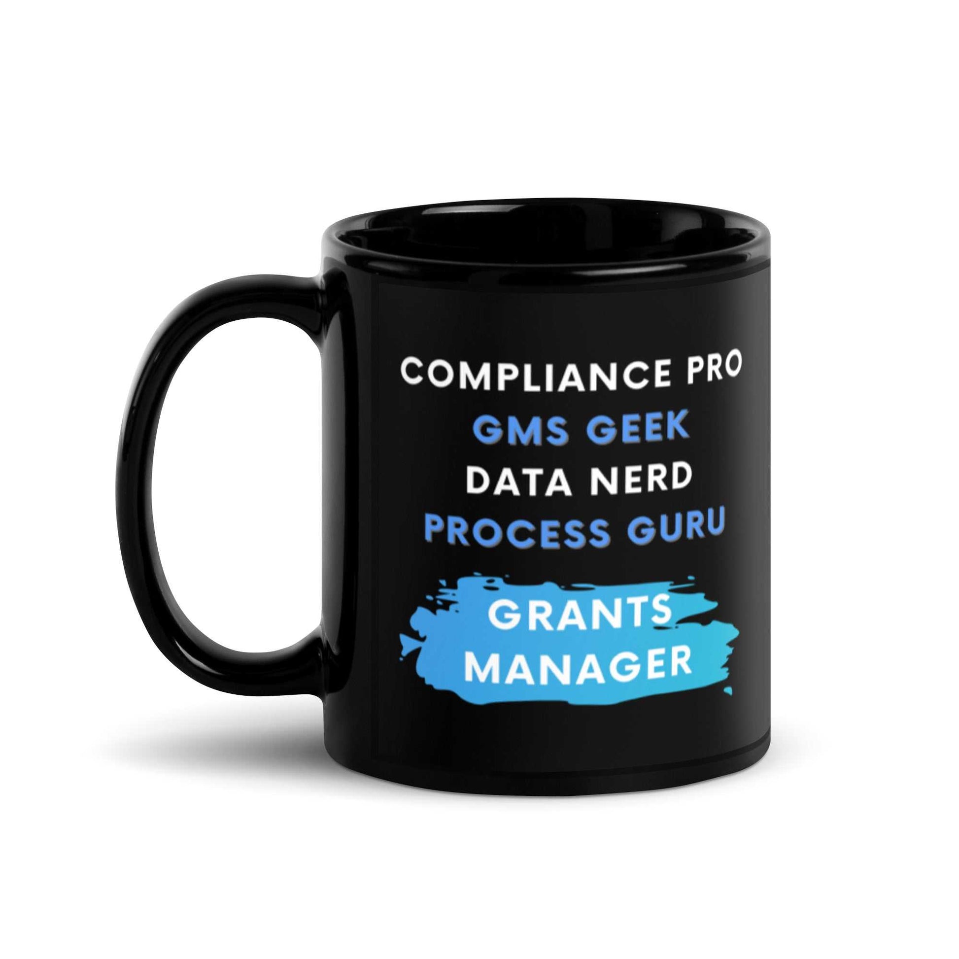 Grants Manager Skill Words Black Glossy Mug 11oz
