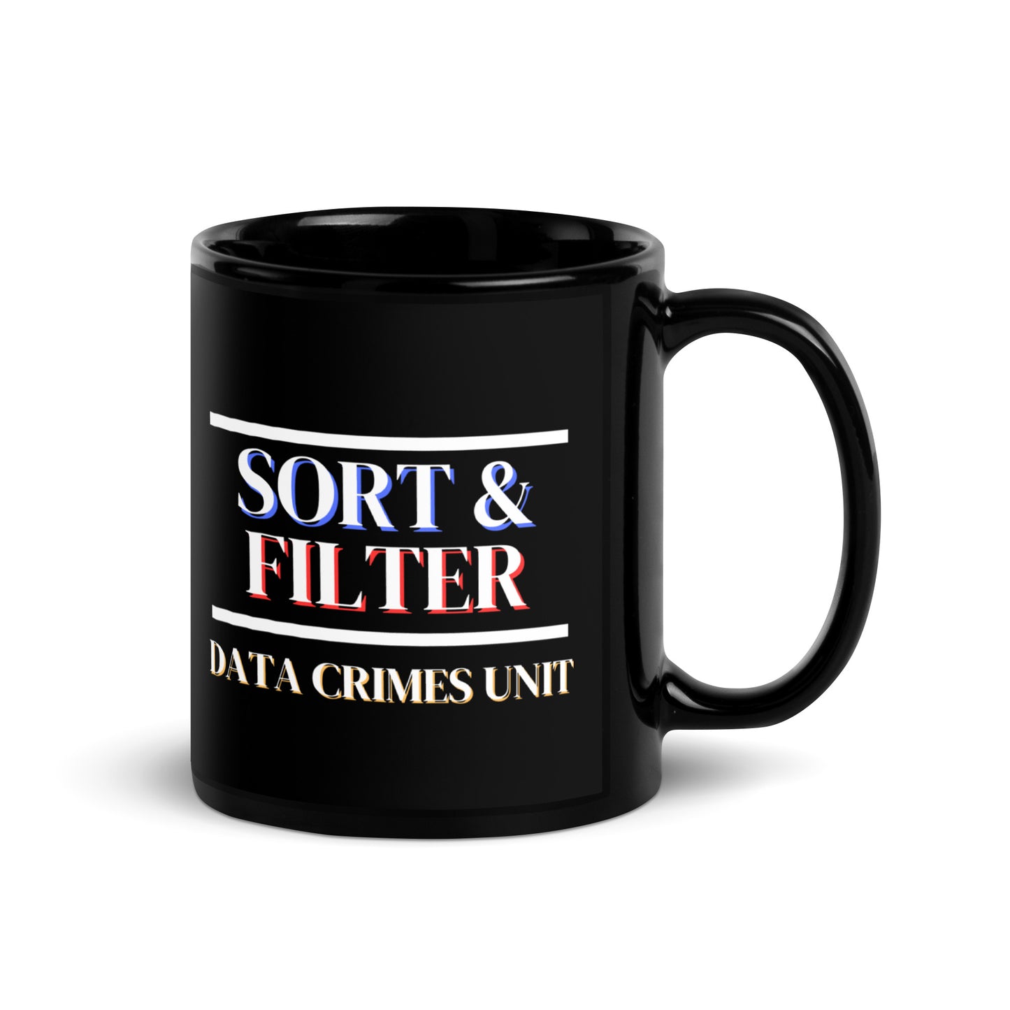 Data Crimes Unit Black Glossy Mug 11oz-recalciGrant