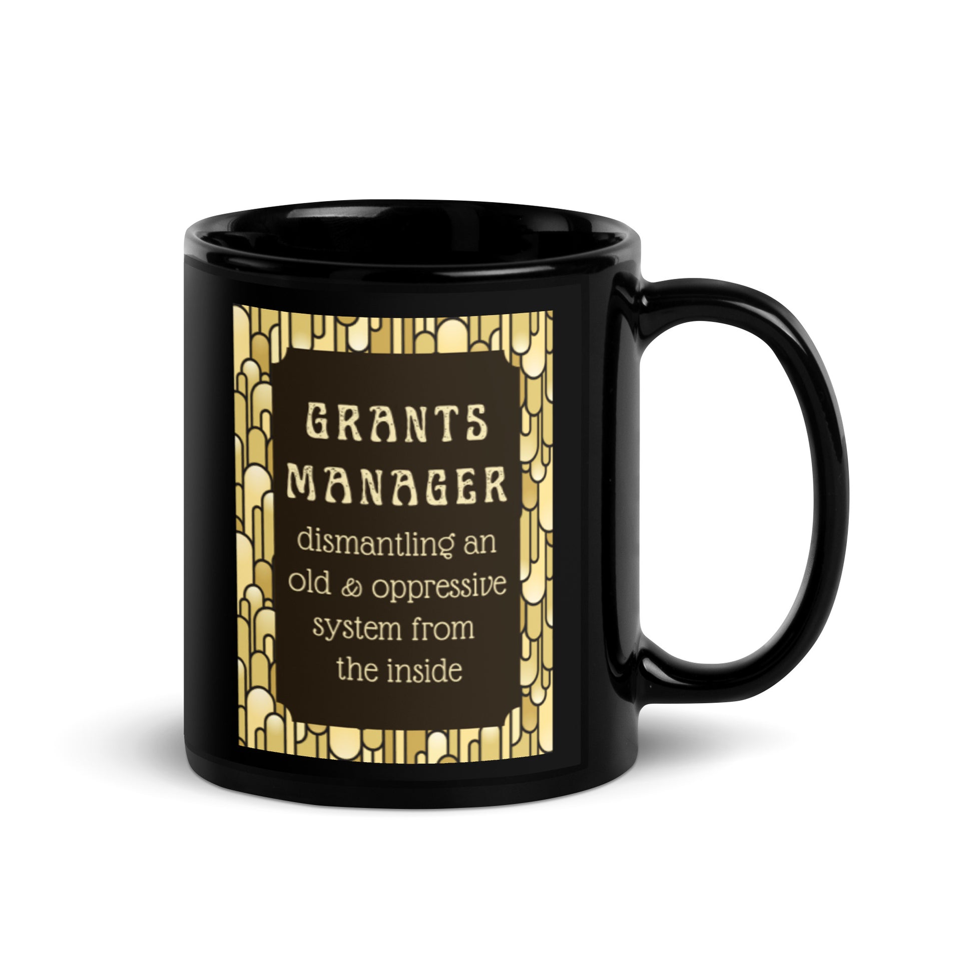 Art Deco Grants Manager Black Glossy Mug 11oz-recalciGrant