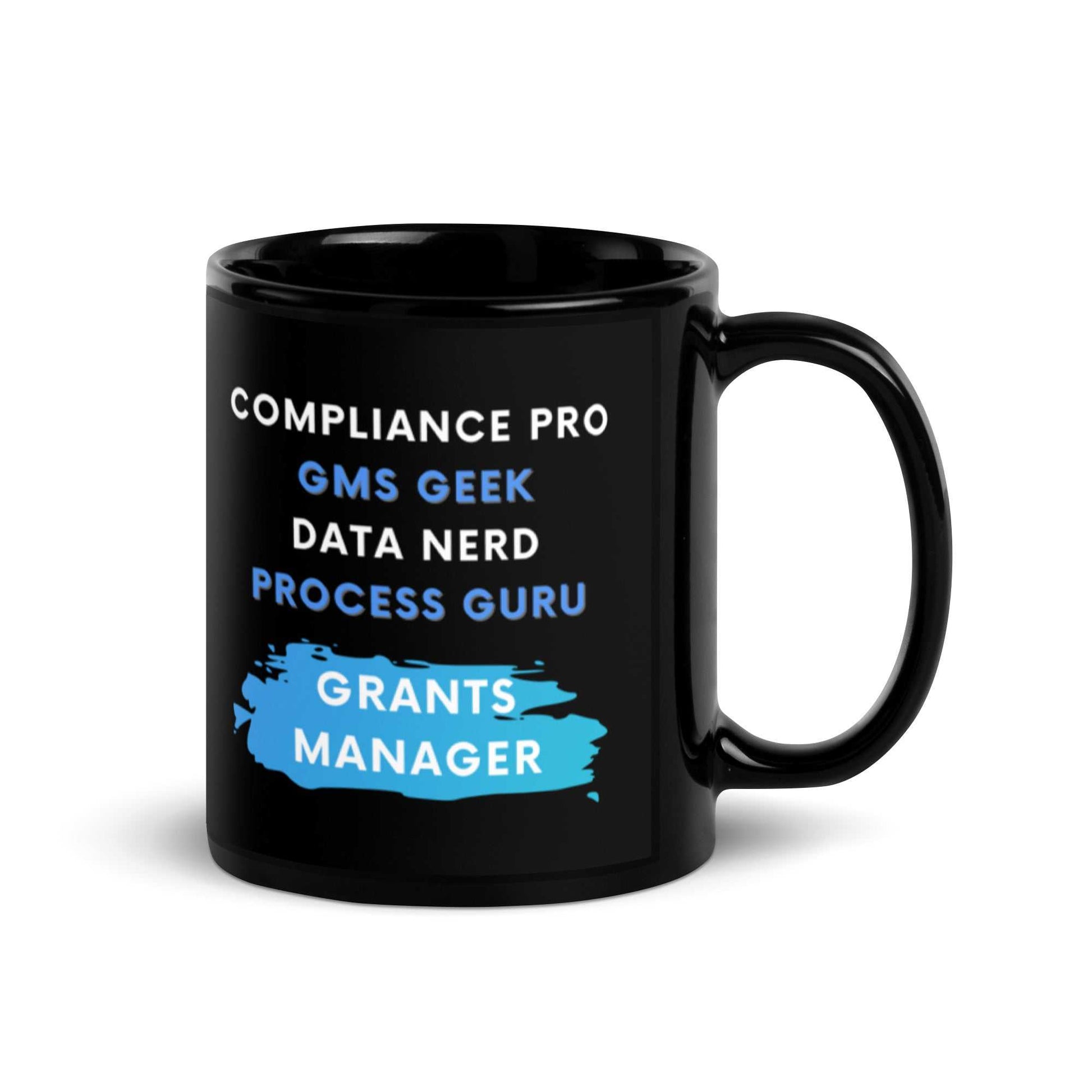 Grants Manager Skill Words Black Glossy Mug 11oz