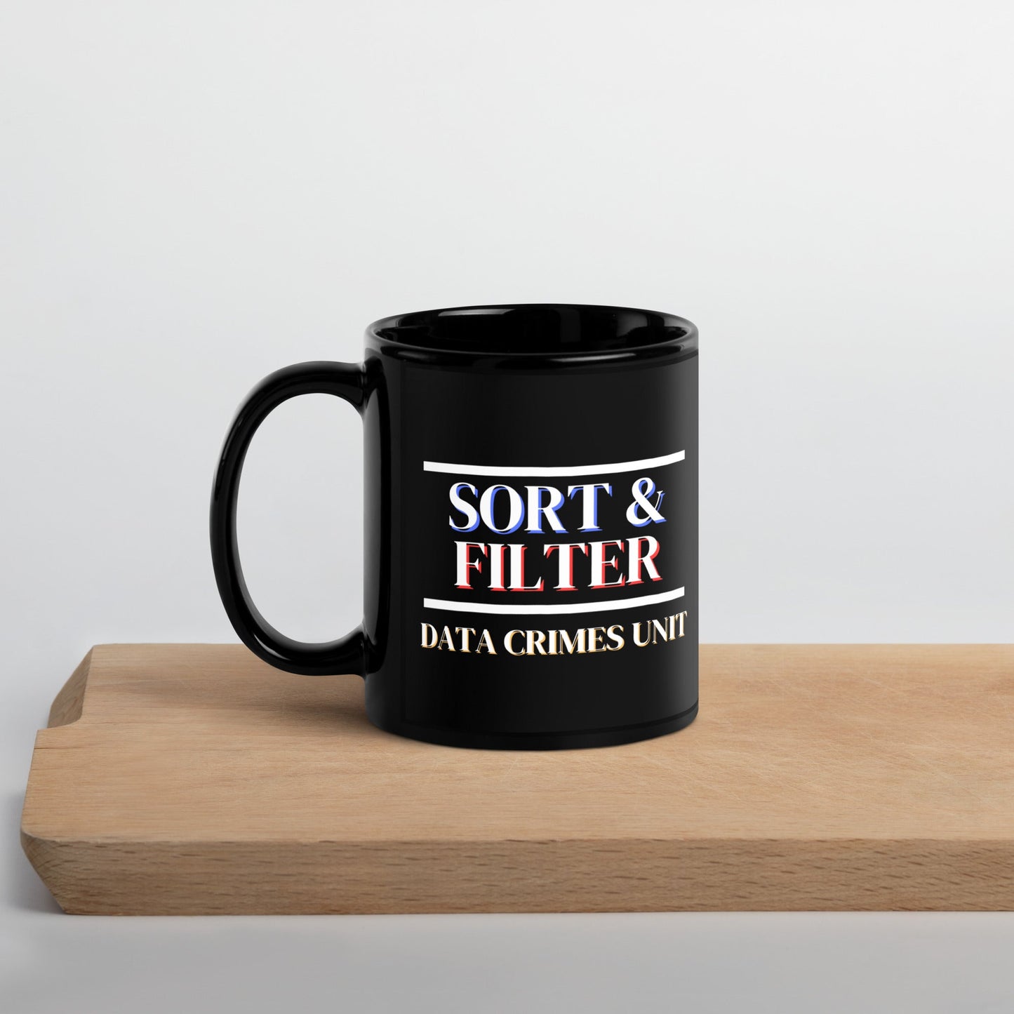 Data Crimes Unit Black Glossy Mug 11oz-recalciGrant