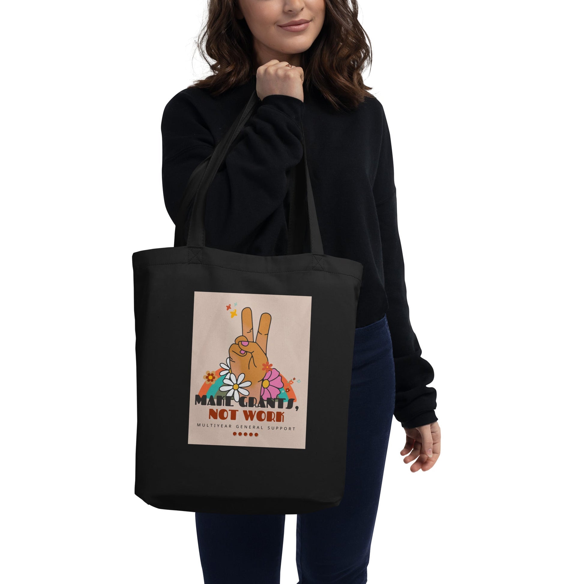 Retro Groovy Make Grants, Not Work Eco Tote Bag