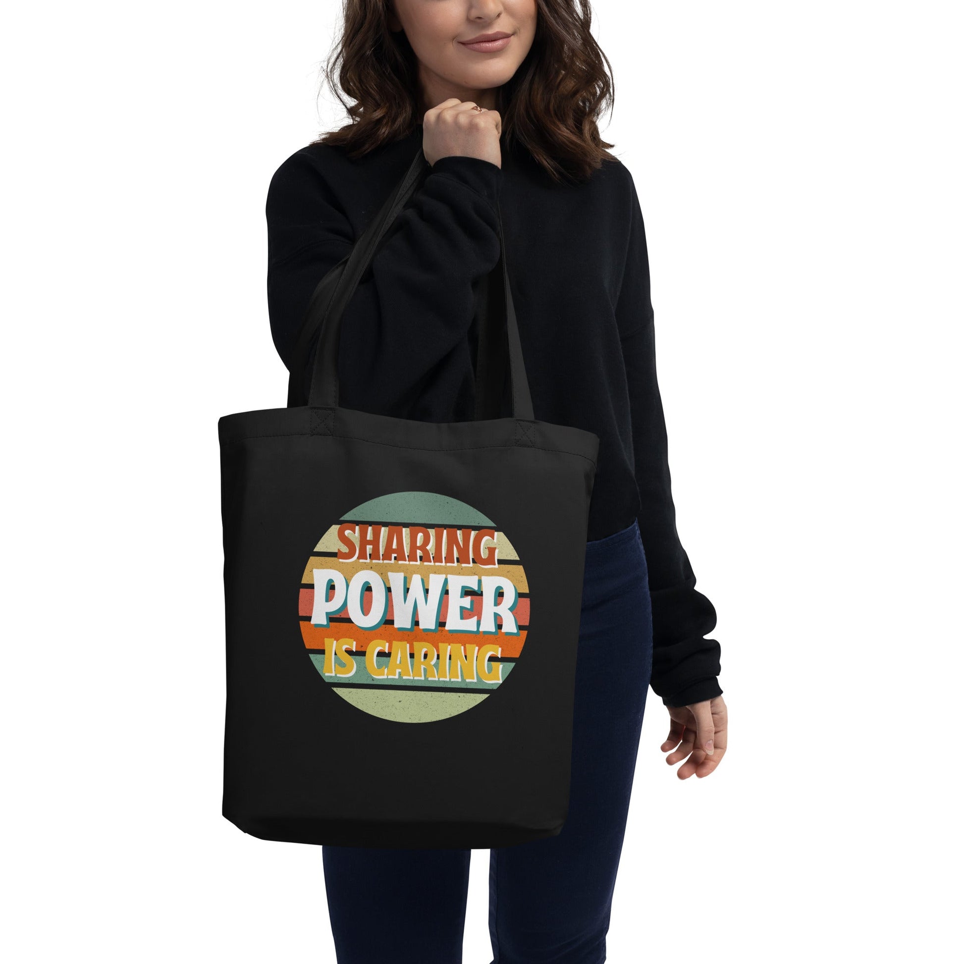 Sharing Power is Caring Retro Sunset Eco Tote Bag-recalciGrant