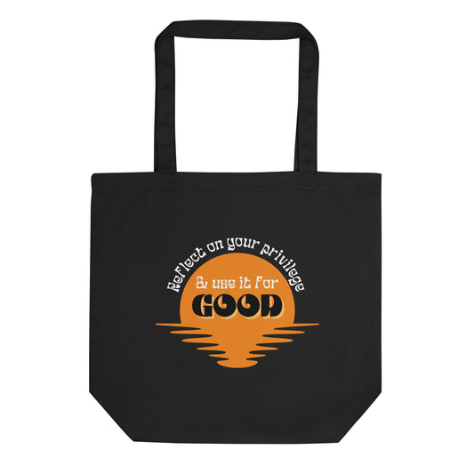 Use Your Privilege for Good Retro Sunset Eco Tote Bag-recalciGrant